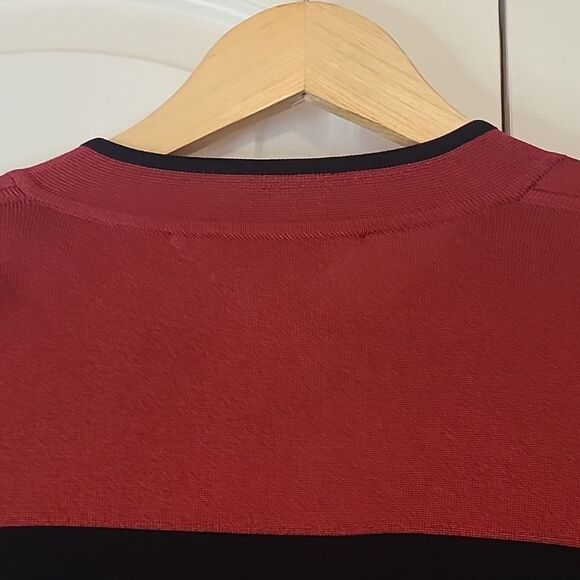 Exclusively Misook Long Sleeve Open Front Cardigan Blazer Black Red Size M - Picture 7 of 10